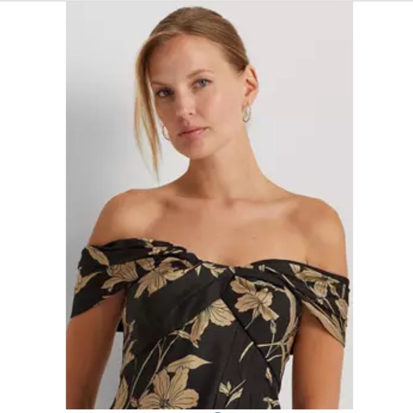 Lauren Ralph Lauren Floral Linen Off the Shoulder Cocktail Dress  NWT - Picture 4 of 16